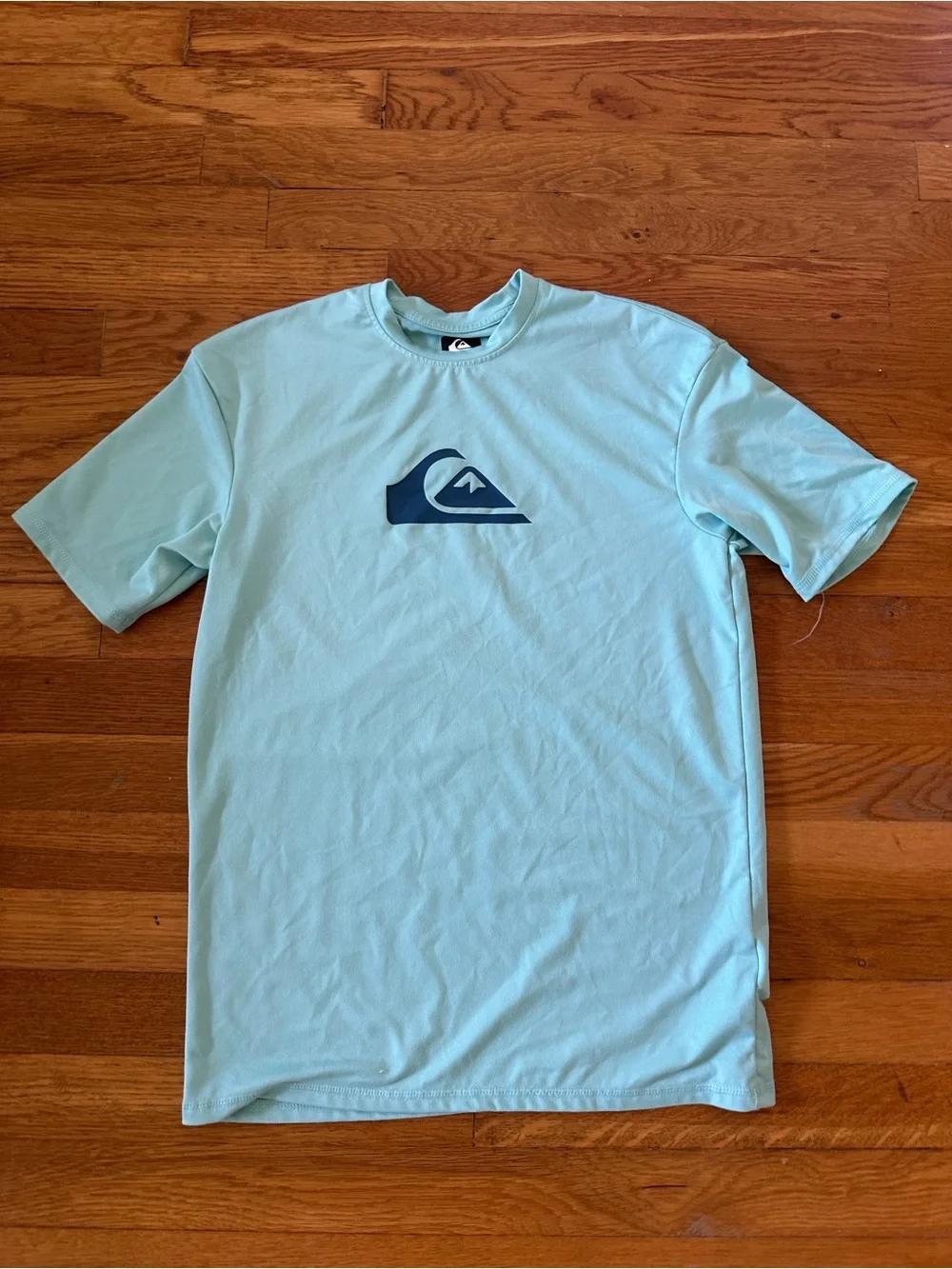 Quiksilver Light Aqua Short Sleeve Tee with Navy Logo